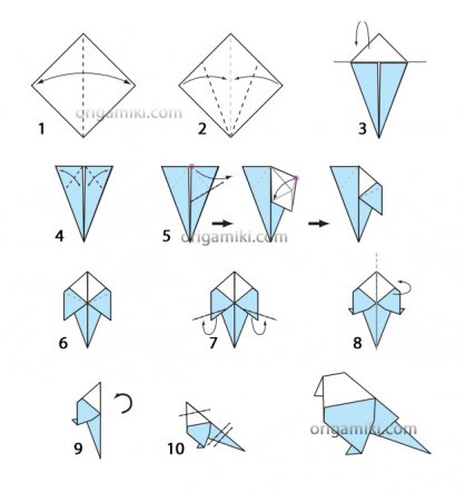 Интересная птица оригами