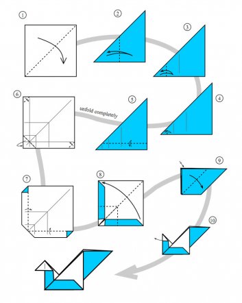 оригами Лебедь Австралии из бумаги