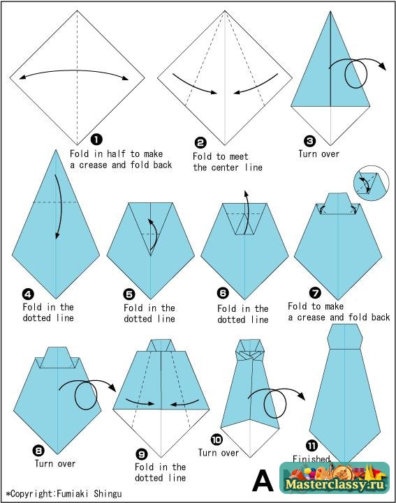 Оригами из бумаги «Галстук»