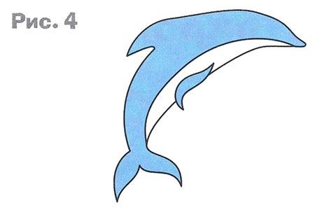 Детская аппликация из картона и цветной бумаги Дельфины