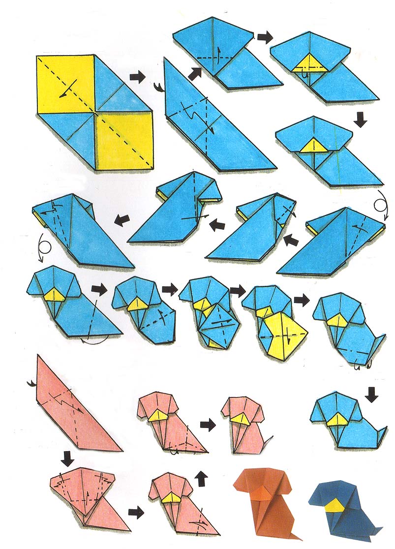 Собачка из бумаги оригами
